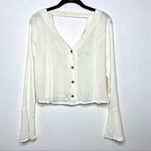 Fashion on Earth Swiss Dot Bell Cuff Crop Top Size Medium